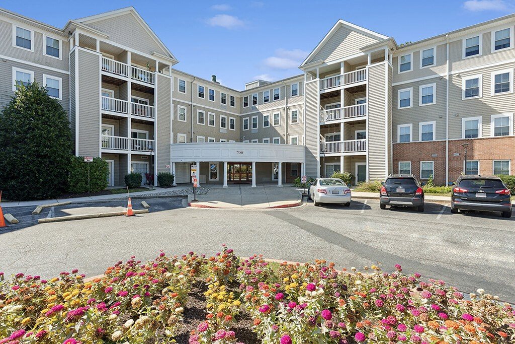 Exterior leasing center at Fairbrooke Senior Apartments in Aberdeen MD